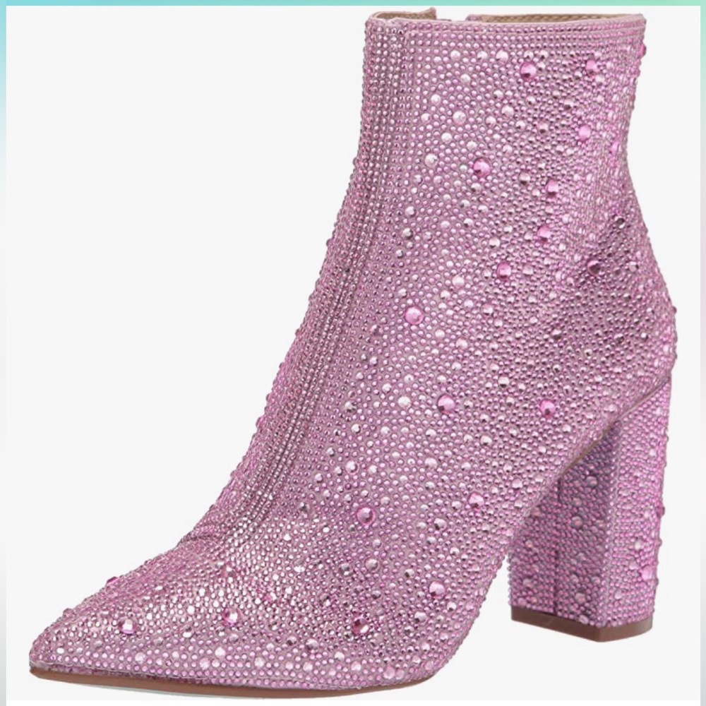 Betsey Johnson Pink Rhinestone Cady Boot